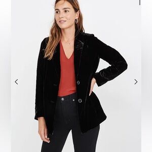 Madewell Velvet Dorset Black Blazer Size M